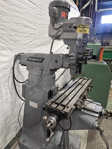 Used 2 HP Vari-Speed Bridgeport Milling Machine with Mitutoyo DRO Power Feed 230V 3 Phase