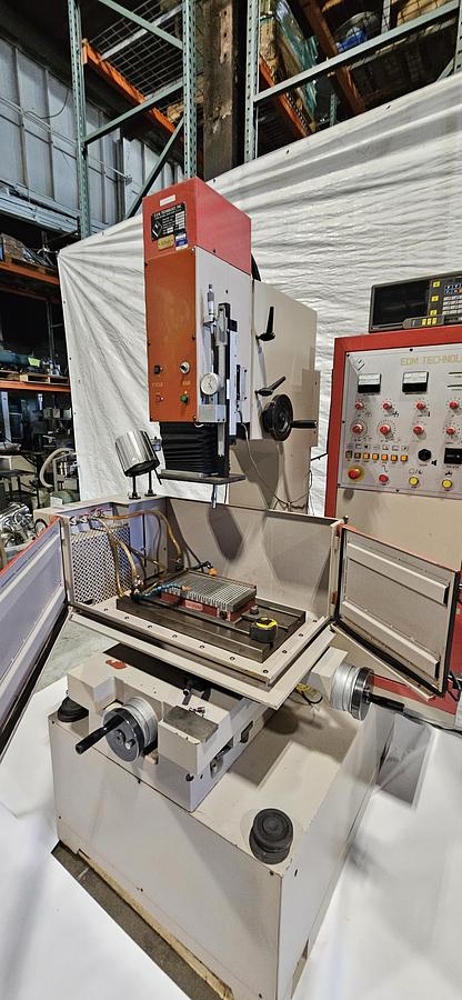 Used EDM TECHNOLOGY OMEGA 405-B SINKER EDM – 30 AMP POWER SUPPLY – MITUTOYO DIGITAL READOUT – MAGNETIC CHUCK – 220V 3 PHASE – 1990