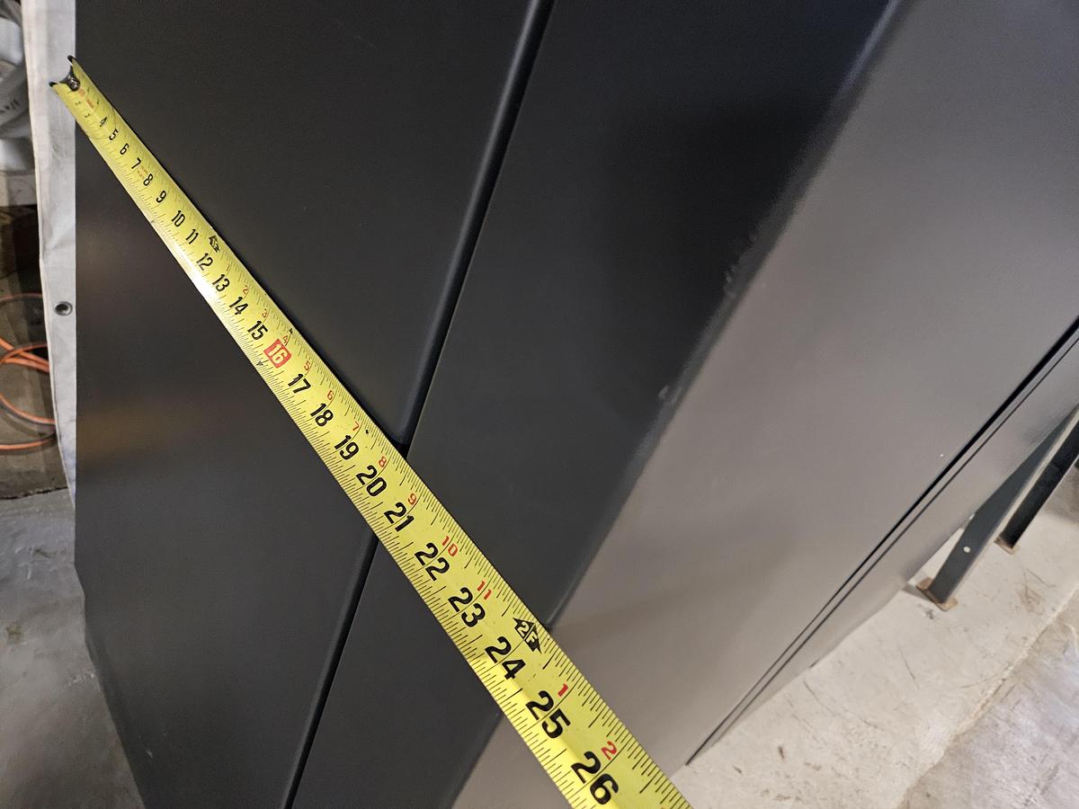 Used ULINE Heavy-Duty Steel Bin Storage Cabinet – holds 168 Blue Bins – 48" W × 24" D × 78" H with Plastic Bins... Pristine!!