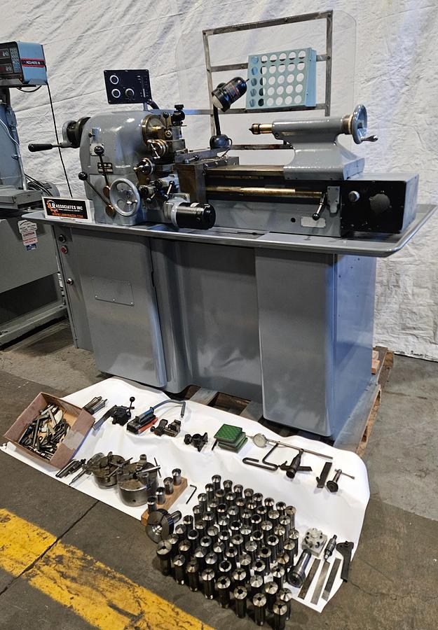 Used HARDINGE TFB TOOLROOM LATHE – ELECTRIC CARRIAGE DRIVE – 60+ COLLETS – COOLANT – TRANSFORMERS – FULL TOOLING PACKAGE