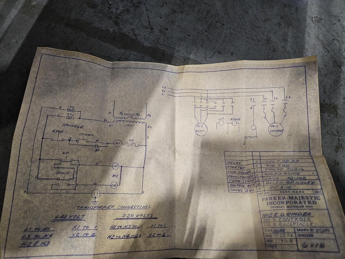 Used PARKER MAJESTIC 6" x 12" MANUAL SURFACE GRINDER – POWER Z-AXIS – DRO – ELECTRIC MAG CHUCK – SINGLE-POINT LUBE – DUAL VOLTAGE – EXCELLENT CONDITION