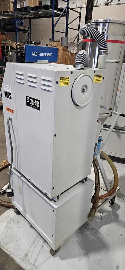 Used DRI-AIR HPD-2 HIGH-TEMP DESICCANT RESIN DRYER – RH60 60 LB STAINLESS STEEL HOPPER – NO-SPILL RECEIVER – PNEUMATIC VACUUM LOADER – DIGITAL DEW POINT CONTROL – 480V 3 PHASE – TESTED