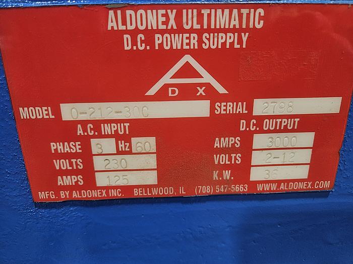 Used 3000 AMP 12 Volt Aldonex Ultimatic DC Power Supply Plating Rectifier Triple Tap Air Cooled Low Ripple