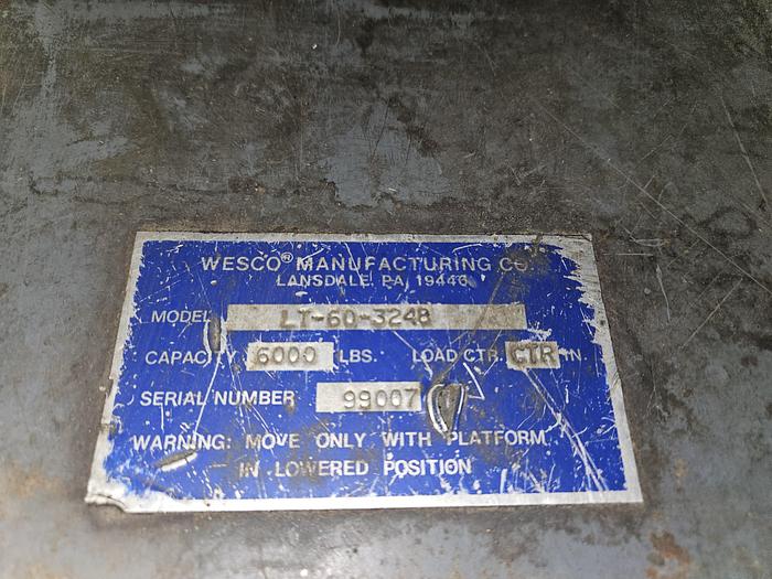 Used Wesco 6000 Lb. Lift Table on wheels Hydraulic Manual Jack 32 to 48 Inch