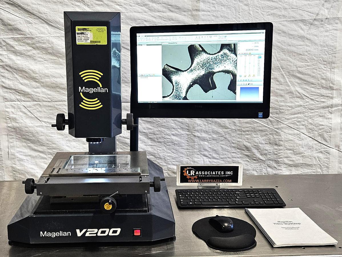 Used MAGELLAN V200 VIDEO MEASURING SYSTEM – 3-AXIS OPTICAL INSPECTION – VIDEO-WORKSHOP SOFTWARE – ORIGINAL DELL ALL-IN-ONE COMPUTER – MOTORIZED ZOOM – COMPLETE SYSTEM – TESTED & WORKING