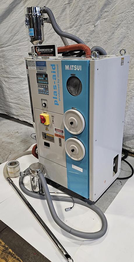 Used MATSUI MJ3-15-U HIGH TEMPERATURE DESICCANT RESIN DRYER – STAINLESS STEEL DRYING HOPPER – HOPPER LOADER – 230V / 3 PHASE – EXCELLENT CONDITION
