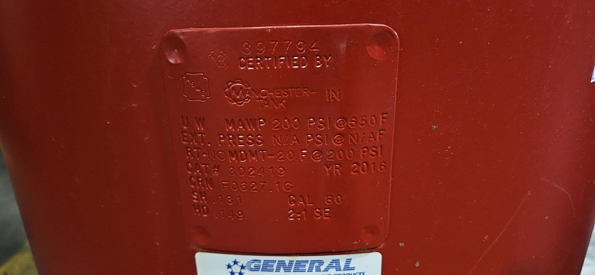 Used GENERAL AIR PRODUCTS NCP-2200D-4B AIR COMPRESSOR PACKAGE – 7.5 HP – 60 GALLON TANK – 200 PSI – AFTERCOOLER EQUIPPED