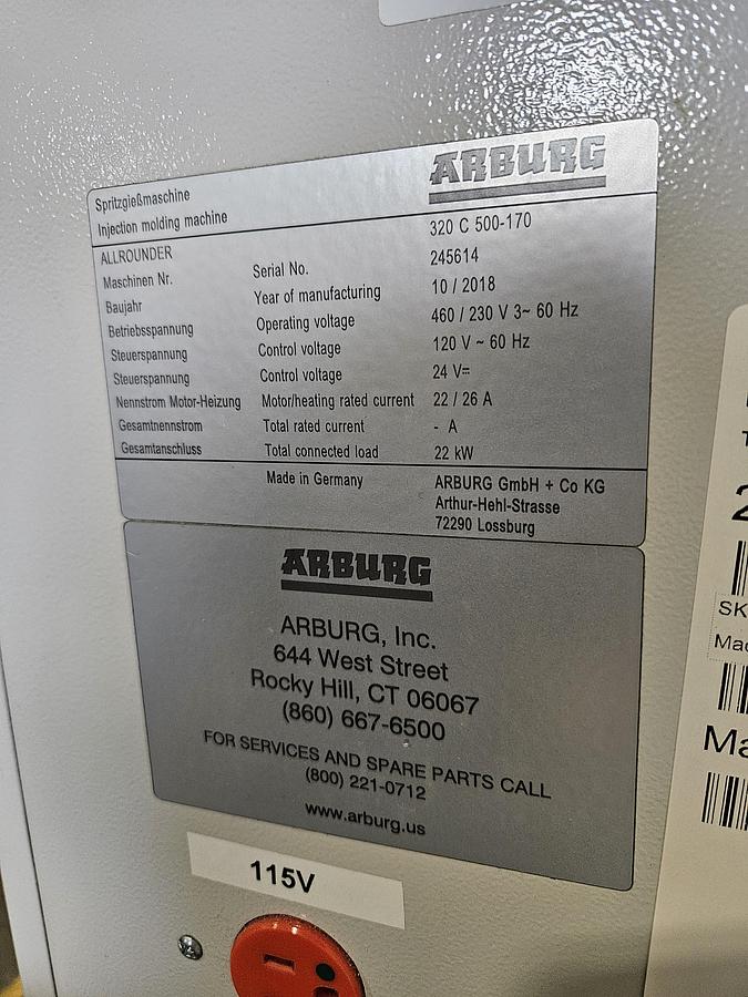 Used 2016 Arburg 470 C 1500-400 Golden Edition 165 Ton 6.5 oz. Allrounder Injection Molding Machine PRISTINE!!!