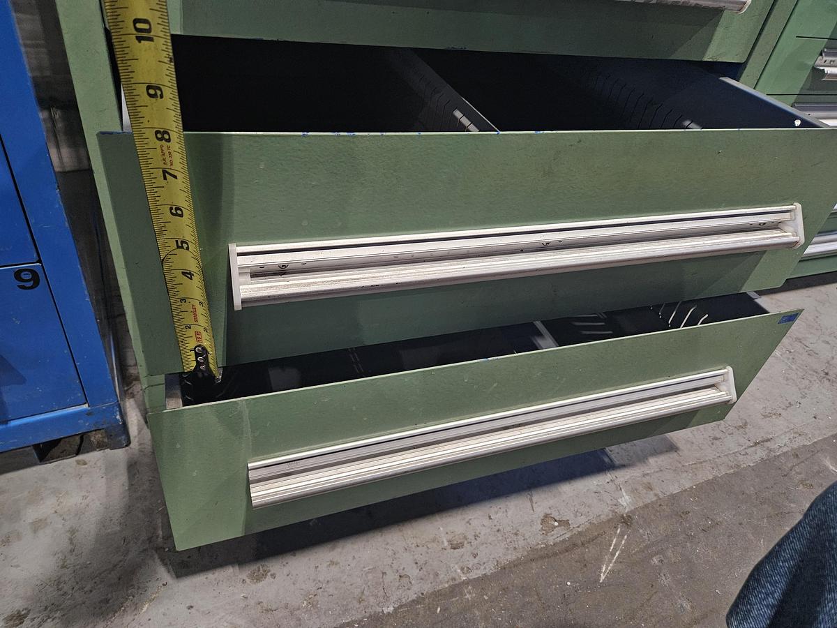 Used STANLEY VIDMAR INDUSTRIAL MODULAR STORAGE CABINET 25" x 25" DRAWERS – MIXED DEPTH CONFIGURATION – HEAVY DUTY – EXCELLENT CONDITION