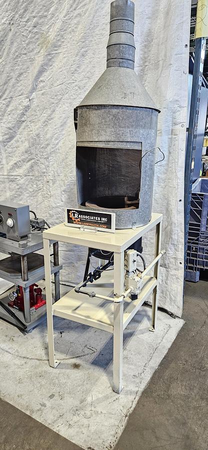 Used CHARLES HONES 160 LB GAS / PROPANE METAL MELTING FURNACE – LEAD, PEWTER, ZINC & ZAMAK ALLOYS – PARTLOW TEMPERATURE CONTROL – EXHAUST HOOD – REFURBISHED – TESTED