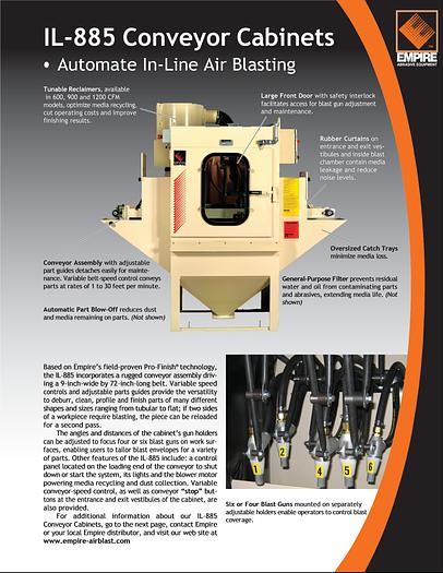 Used Empire Automatic Inline Conveyer Sand Blasting Machine Complete System Model # IL 885