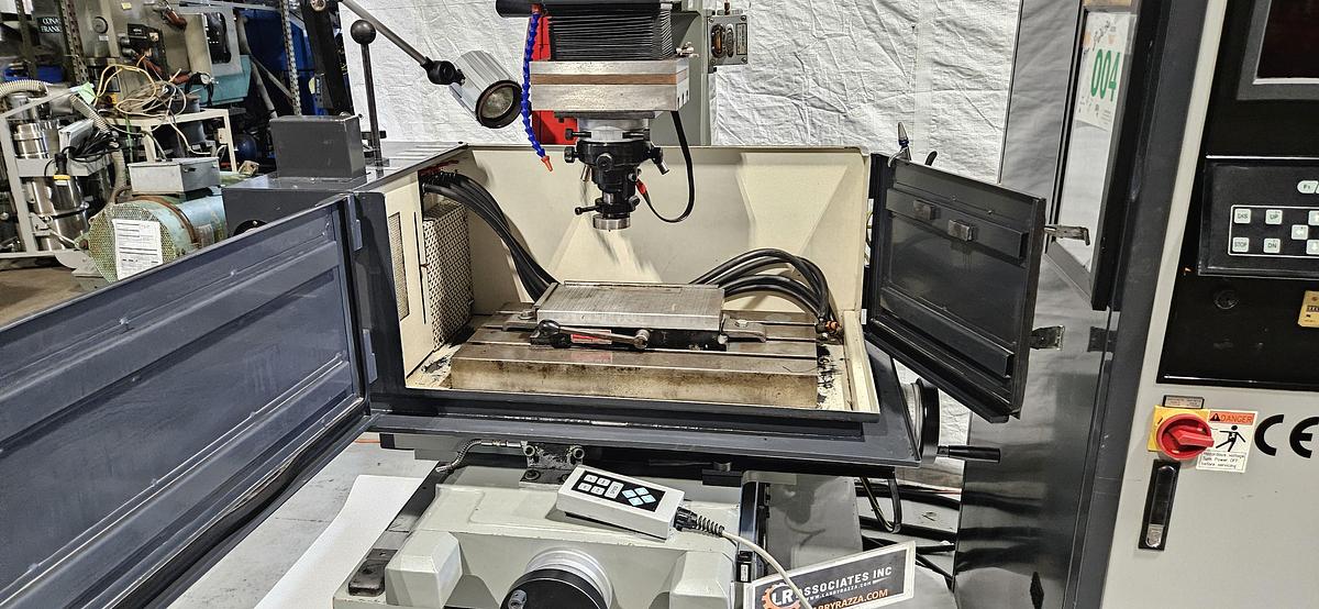 Used BELMONT TECHNOLOGIES CNC SINKER EDM – 60 AMP POWER SUPPLY – ORBITAL EDM HEAD – DROP TANK – FIRE SUPPRESSION – 220V 3 PHASE