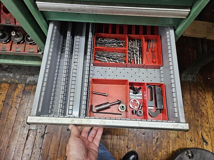 Used Lista Cabinet Tool Storage with Wood Top with DIACRO BENDING MACHINE