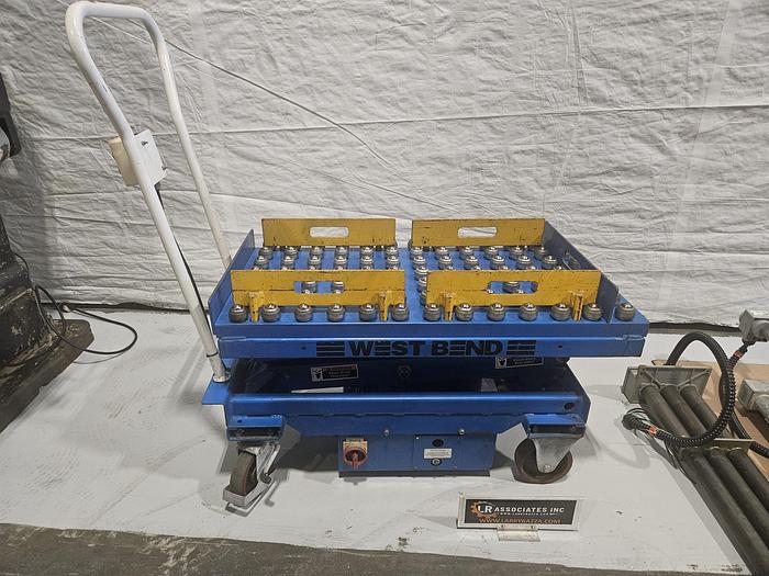 Used West Bend 1100 Lb. Electric Lift Truck Cart 67 inch lift height Tool Change Lifter