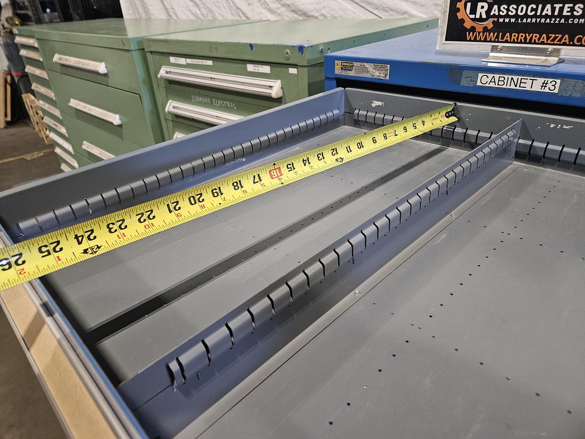Used STANLEY VIDMAR INDUSTRIAL TOOL STORAGE CABINET 25" x 25" DRAWERS – MIXED DEPTH CONFIGURATION – HEAVY DUTY – EXCELLENT CONDITION