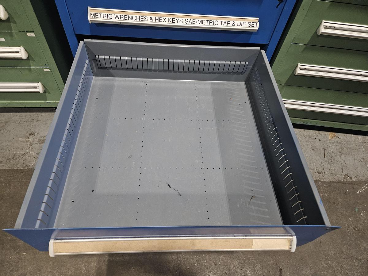 Used STANLEY VIDMAR INDUSTRIAL TOOL STORAGE CABINET 25" x 25" DRAWERS – MIXED DEPTH CONFIGURATION – HEAVY DUTY – EXCELLENT CONDITION