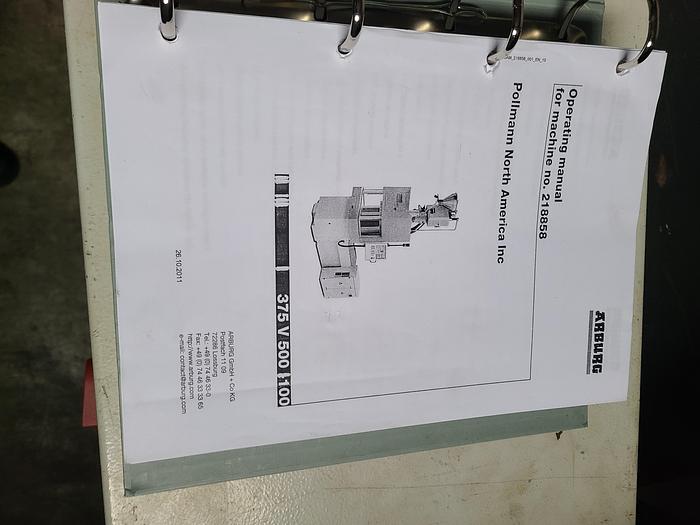 Used 55 Ton Arburg Vertical Injection Molding Machine Model 375V 500-100 1 ounce shot 2011