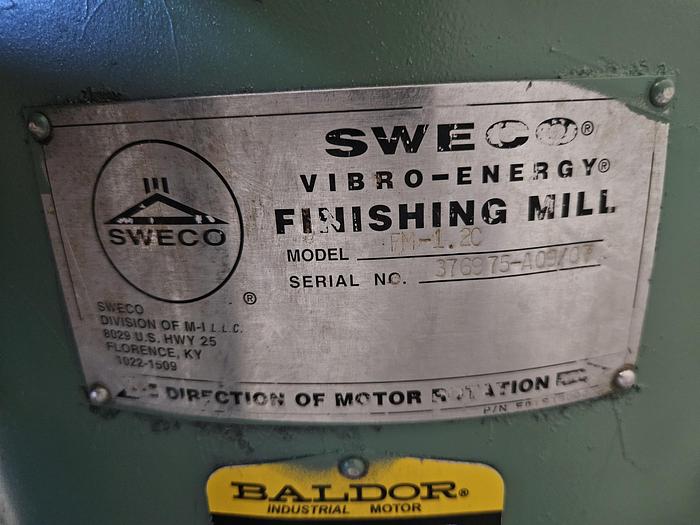 Used Sweco 1.2 Cubic Ft Vibratory Finisher 220V 3 Phase Polish Debur