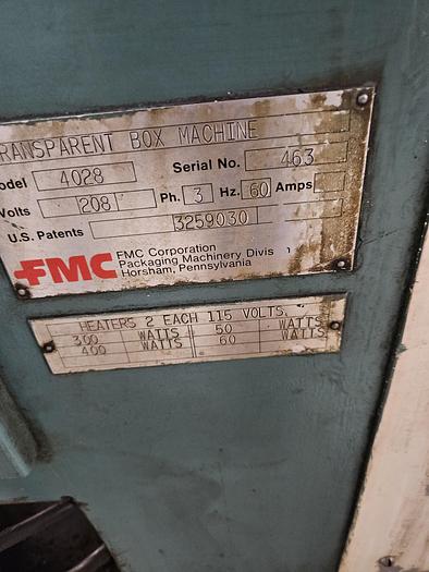 Used FMC CRATHERN MODEL 4028 TRANSPARENT BOX MAKING MACHINE
