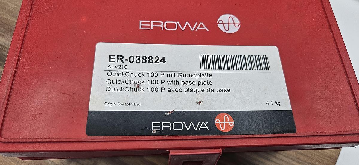 Used EROWA QUICKCHUCK 100 P ER-038824 – EDM TOOLING WORKHOLDING SYSTEM – WITH BASE PLATE & CASE