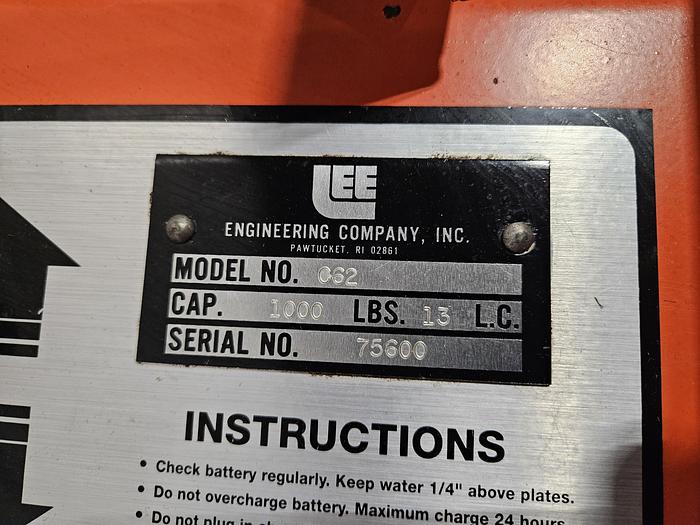 Used Presto Electric Lift Truck Manual Push Model C62 counterweight stacker 1000 Lb Capacity 