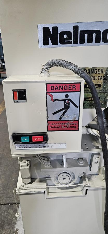 Used NELMOR G810LS LOW-SPEED PLASTIC GRANULATOR – 8" X 10" – 3 HP – GEARED LOW-SPEED DRIVE – 230V 3 PHASE – SHARP KNIVES – BIN DISCHARGE – HEAVY-DUTY