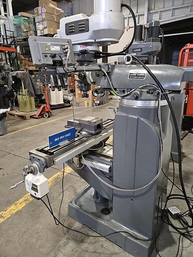 Used Clark Variable Speed Milling Machine DRO Power Feed Rotating Vise & Collets