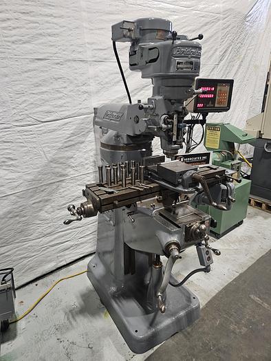 Used Bridgeport Mill 1 HP 36 inch Table DRO Power Feed Collets Chrome Ways 6 inch Vise
