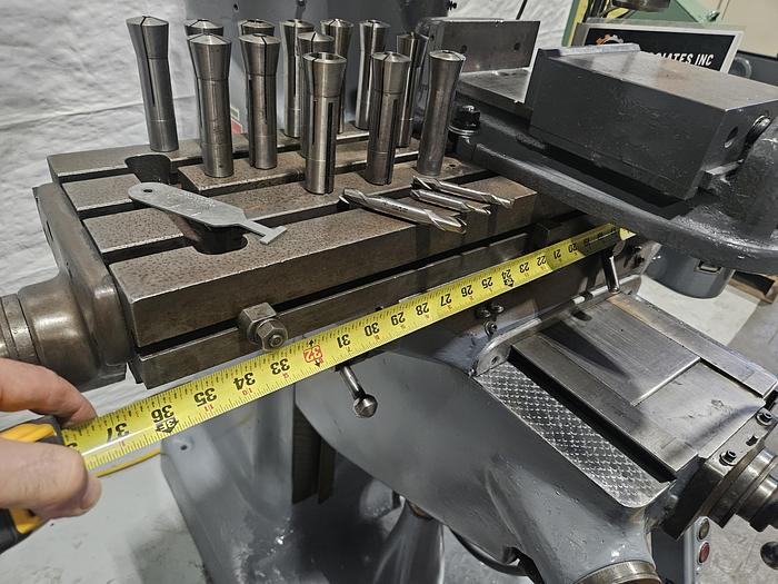 Used Bridgeport Mill 1 HP 36 inch Table DRO Power Feed Collets Chrome Ways 6 inch Vise