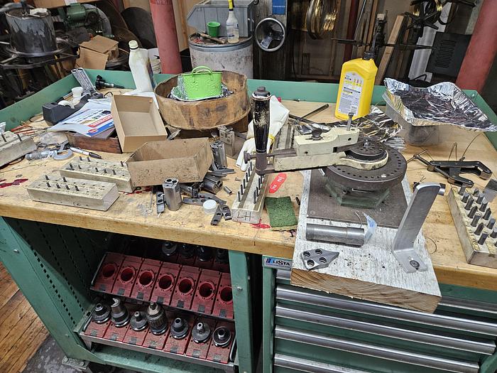 Used Lista Cabinet Tool Storage with Wood Top with DIACRO BENDING MACHINE