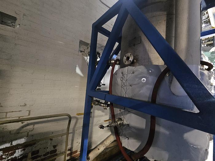 Used 150 Gallon Stainless Steel Pressure Vessel with stand and valves