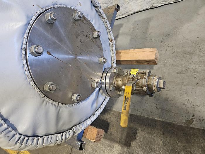 Used 350 Gallon Super Heavy Duty Stainless Steel Horizontal Holding Tank Rated at 300F to -20F @ 90 PSIG Built in 2010