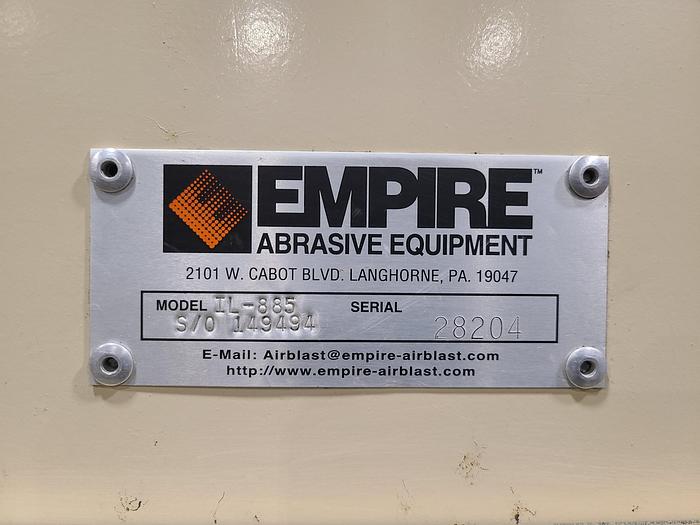 Used Empire Automatic Inline Conveyer Sand Blasting Machine Complete System Model # IL 885