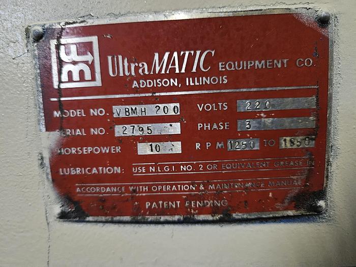 Refurbished Ultramatic 20 Cubic Ft Vibratory Finisher Finishing Machine Automatically Polish Deburr Metal & Plastic 