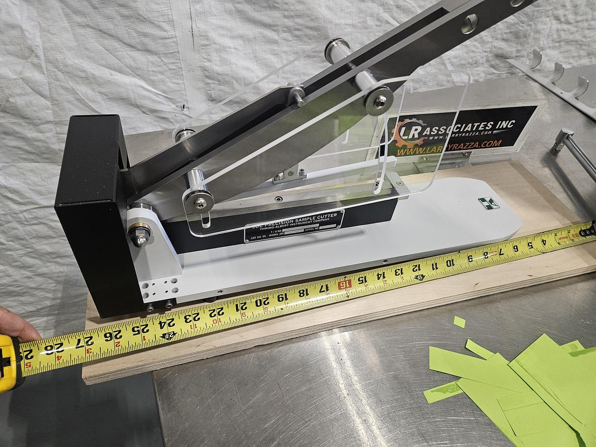 Used THWING-ALBERT JDC 5-10 PRECISION SAMPLE CUTTER – BENCHTOP SPECIMEN SHEAR – EXCELLENT CONDITION