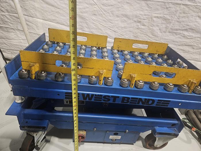 Used West Bend 1100 Lb. Electric Lift Truck Cart 67 inch lift height Tool Change Lifter