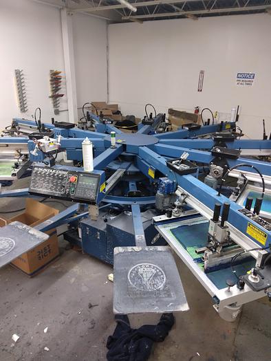 Refurbished Reconditioned M&R Gauntlet II 8 Color 10 Station Screen Printer 