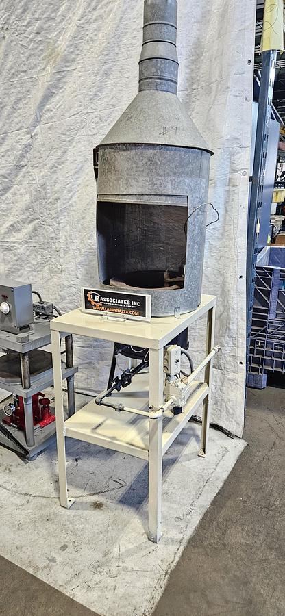Used CHARLES HONES 160 LB GAS / PROPANE METAL MELTING FURNACE – LEAD, PEWTER, ZINC & ZAMAK ALLOYS – PARTLOW TEMPERATURE CONTROL – EXHAUST HOOD – REFURBISHED – TESTED