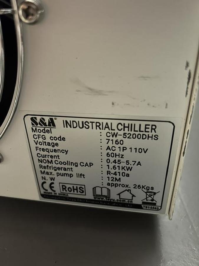 Used RAYJET R500 100 WATT CO2 LASER CUTTING & ENGRAVING SYSTEM – ONLY 74 LASER HOURS – 51" x 35" WORK AREA – BOFA AD 1500 iQ FUME EXTRACTION SYSTEM – S&A CW-5200 INDUSTRIAL CHILLER – COMPUTER & SOFTWARE – 2023 INSTALLATION – EXCEPTIONALLY LOW USE