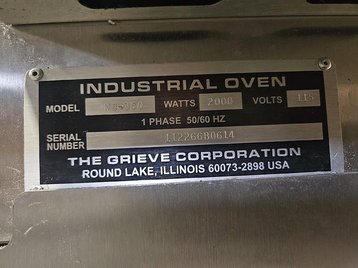Used Grieve Industrial Lab Oven NB-350 110V 350F Max Temp