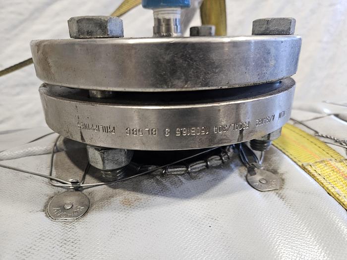 Used 350 Gallon Super Heavy Duty Stainless Steel Horizontal Holding Tank Rated at 300F to -20F @ 90 PSIG Built in 2010