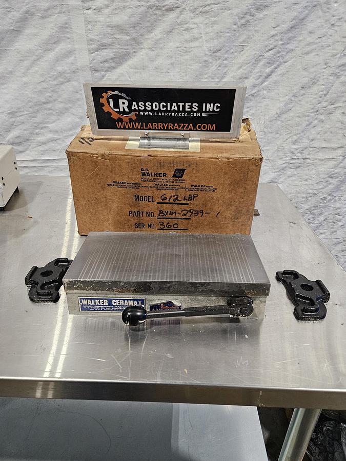 WALKER 6"×12" NEW IN BOX - PERMANENT MAGNETIC CHUCK for Surface Grinders – MODEL 612-LBP – CLAMPS & SIDE RAIL INCLUDED