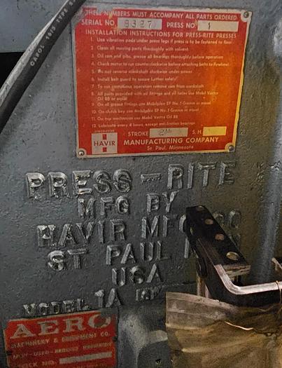 Used 5 Ton Perkins Punch Press Air Clutch & Air Brake Palm Buttons anti-tiedown VFD Stamping Press