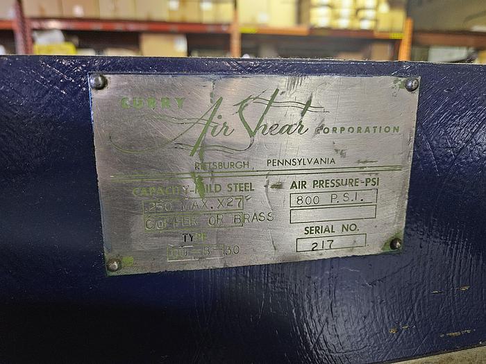 Used Hydraulic 24" Metal Shear Cut 1/4" Brass or Copper Plate