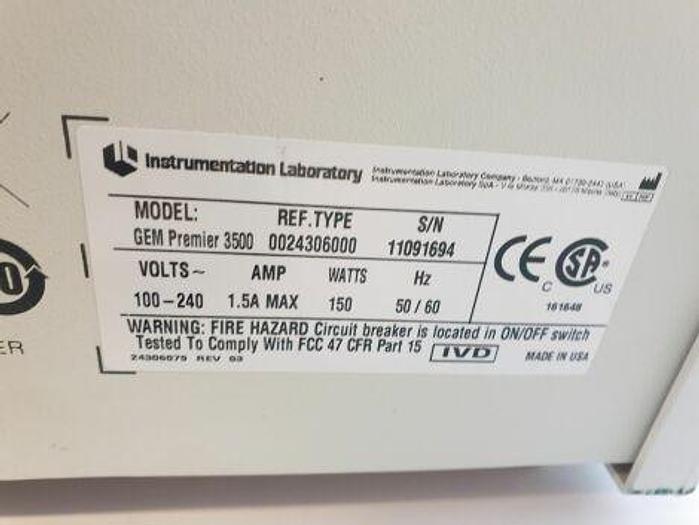 Used INSTRUMENTATION LABORATORY GEM Premier 3500