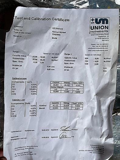 Used Union Instruments CWD 2000 , gas calorimeter
