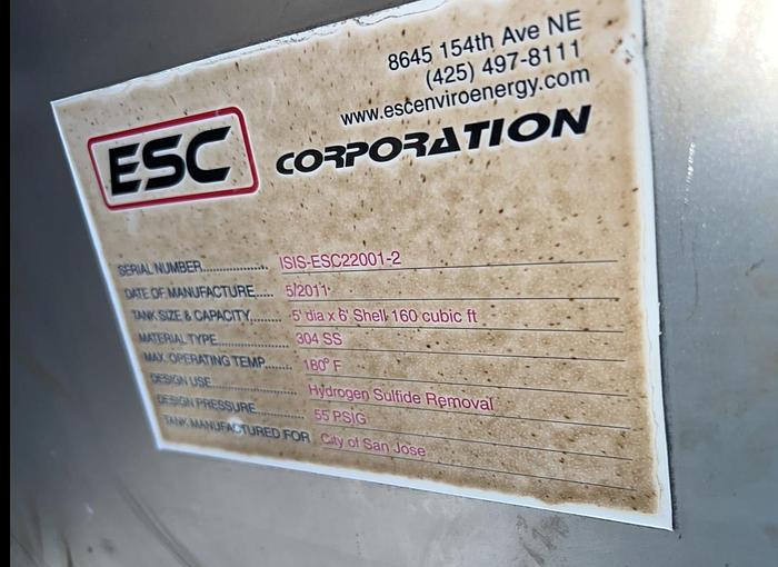 Used Tank, 950 Gallon, Stainless Steel, 55 PSI, DT/DB, Morfab, ASME #S744617