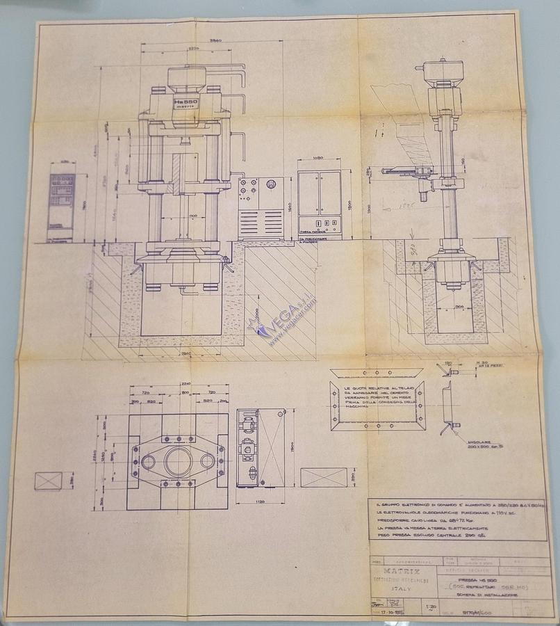 Usato Dry Press MATRIX mod HS 550 with double piston ( pressing from top and bottom ) for refactory pressing - pressing strength 550 Ton 