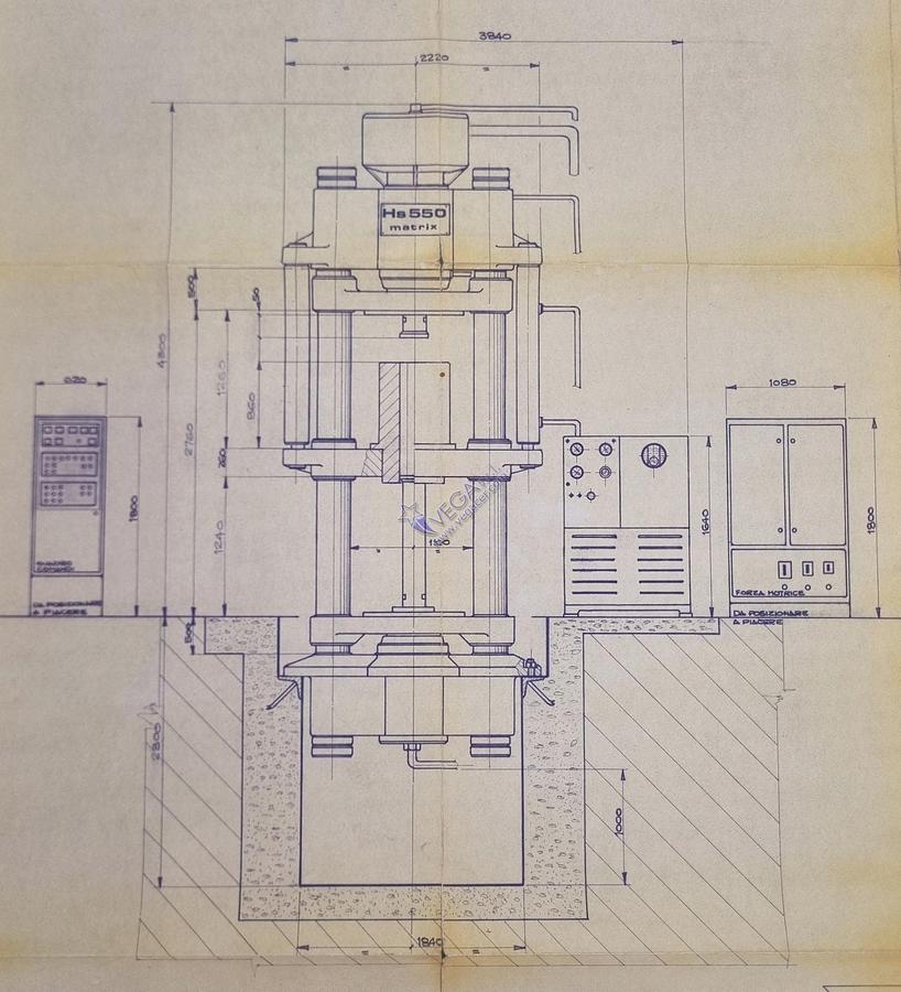 Usato Dry Press MATRIX mod HS 550 with double piston ( pressing from top and bottom ) for refactory pressing - pressing strength 550 Ton 