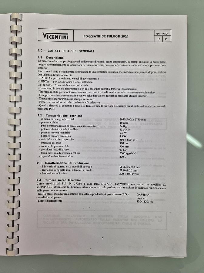 Usato Rotary press for metal moulds VICENTINI mod. PF 260